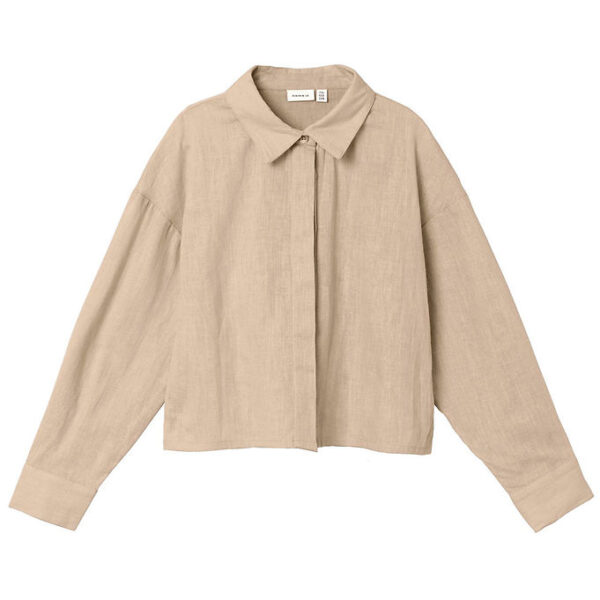 Name It Skjorte - Cropped - NkfFalinnen - Humus
