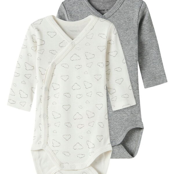 Name It Slå-om Body l/æ - Noos - 2-pak - Jet Stream/Grey Me