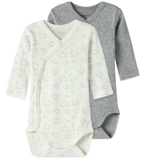 Name It Slå-om Body l/æ - Noos - 2-pak - Jet Stream/Grey Me