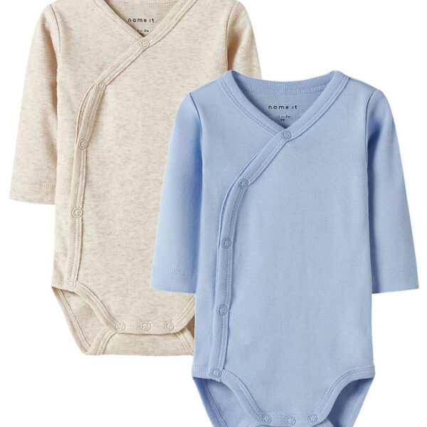 Name It Slå-om Bodyer l/æ - Noos - NbnBody - 2-pak - Blå/Beige