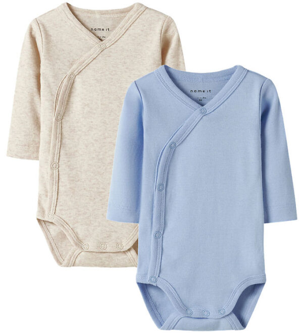 Name It Slå-om Bodyer l/æ - Noos - NbnBody - 2-pak - Blå/Beige