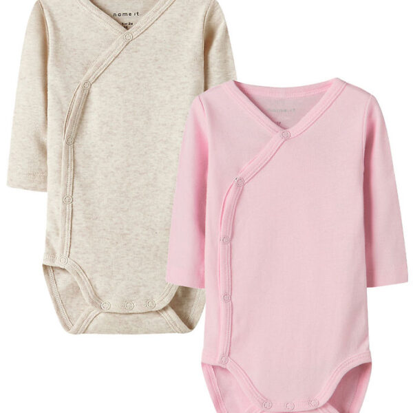 Name It Slå-om Bodyer l/æ - Noos - NbnBody - 2-pak - Pink/Beige