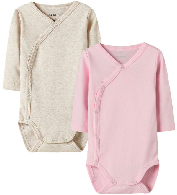 Name It Slå-om Bodyer l/æ - Noos - NbnBody - 2-pak - Pink/Beige