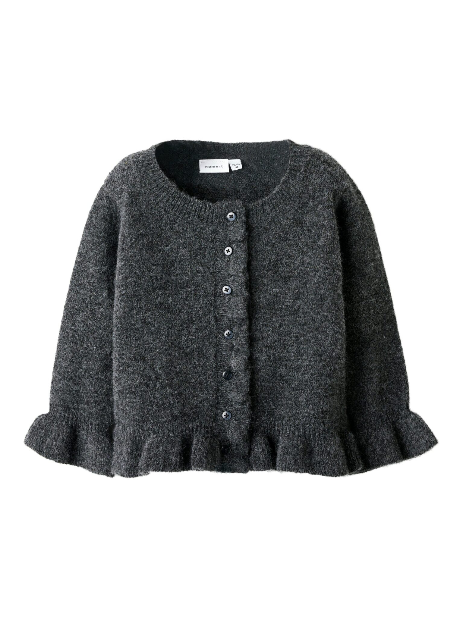 Name It Supia LS Knit Cardigan - Dark Grey Melange - 92 cm
