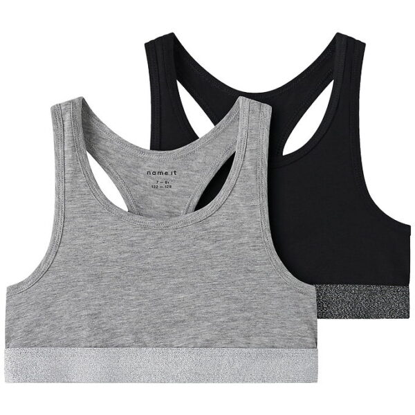 Name It Toppe - Noos - NkfShort - 2-pak - Sort/Gråmeleret