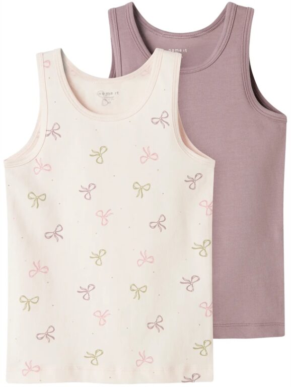 Name It Undertrøje - 2-pak NMFTANK TOP - Barely Pink Bow