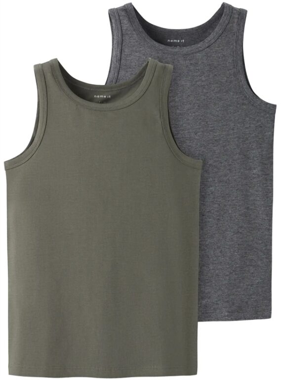 Name It Undertrøje - NkmTank - 2-pak - Tea Leaf / Dark Grey Melange Name It Undertrøje - NkmTank - 2-pak - Tea Leaf / Dark Grey Melange