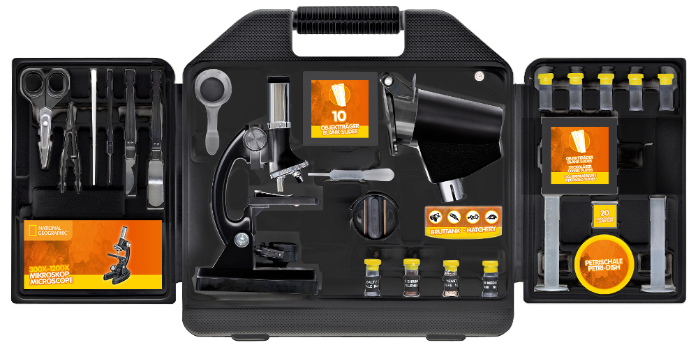 National Geographic | Mikroskop 300x-1200x, inkl. kuffert og tilbehør