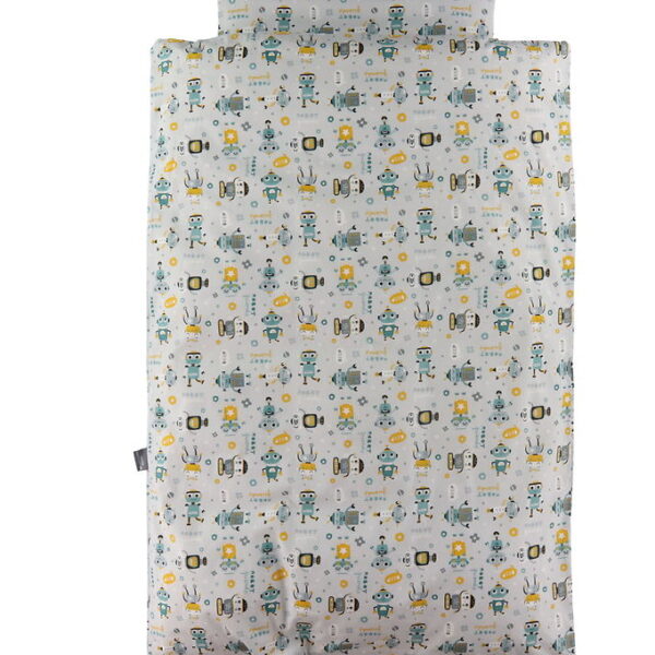 Nørgaard Madsens Sengetøj - Baby - Grå m. Robotter