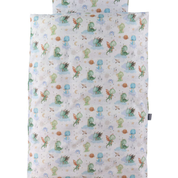 Nørgaard Madsens Sengetøj - Baby - Hvid m. Farverige Drager