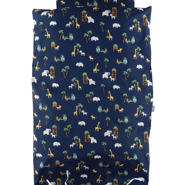 Nørgaard Madsens Sengetøj - Baby - Navy m. Safaridyr