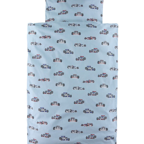 Nørgaard Madsens Sengetøj - Junior - Lyseblå m. Racerbiler