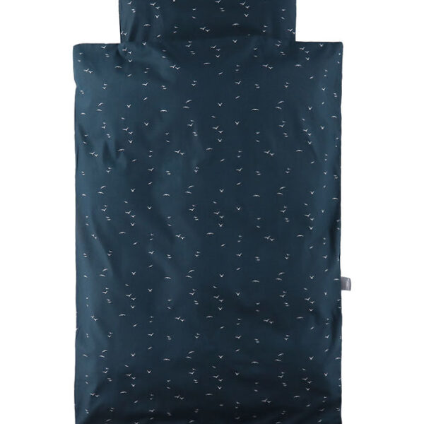 Nørgaard Madsens Sengetøj - Junior - Navy m. Hvide Fugle
