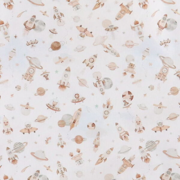 Nørgaard Madsens Sengetøj - Poplin - Baby - Hvid m. Rumraketter