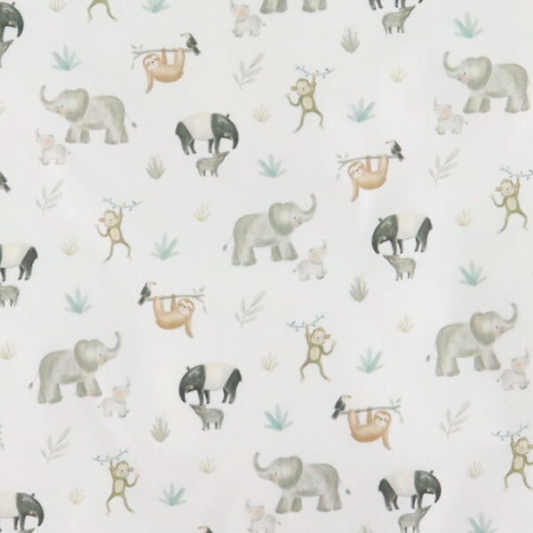 Nørgaard Madsens Sengetøj - Poplin - Voksen - Hvid m. Aber/Elefa