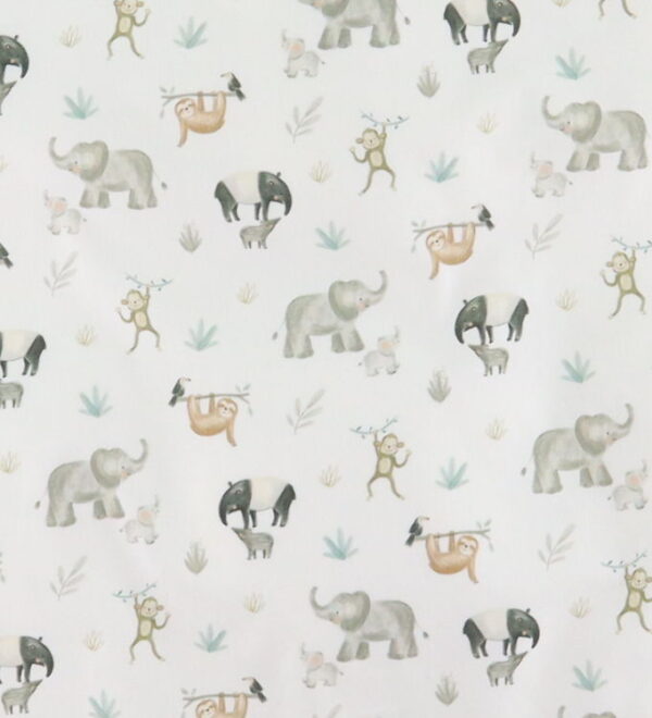 Nørgaard Madsens Sengetøj - Poplin - Voksen - Hvid m. Aber/Elefa