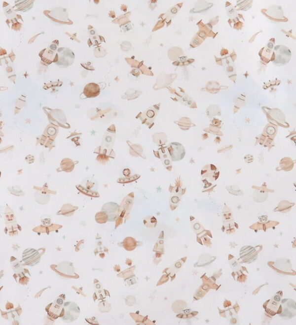 Nørgaard Madsens Sengetøj - Poplin - Voksen - Hvid m. Rumrakette Nørgaard Madsens Sengetøj - Poplin - Voksen - Hvid m. Rumrakette