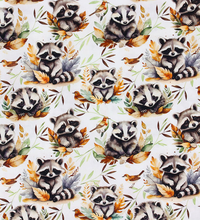 Nørgaard Madsens Sengetøj - Poplin - Voksen - Hvid m. Vaskebjørn Nørgaard Madsens Sengetøj - Poplin - Voksen - Hvid m. Vaskebjørn