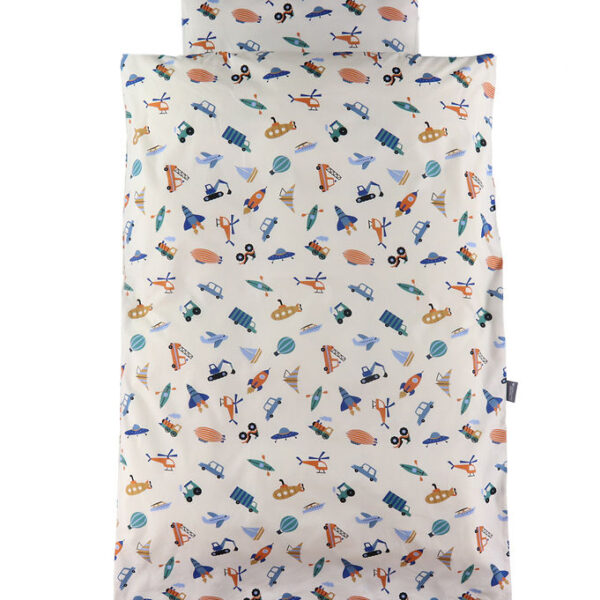 Nørgaard Madsens Sengetøj - Voksen - Beige m. Fly, Kran og Cemen