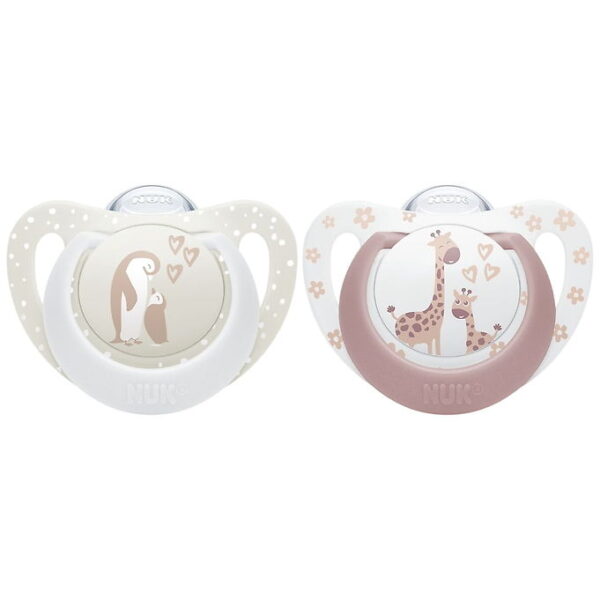 Nuk Sutter - 2-pak - First Choice - Penguin/Giraffe - Beige/Rose