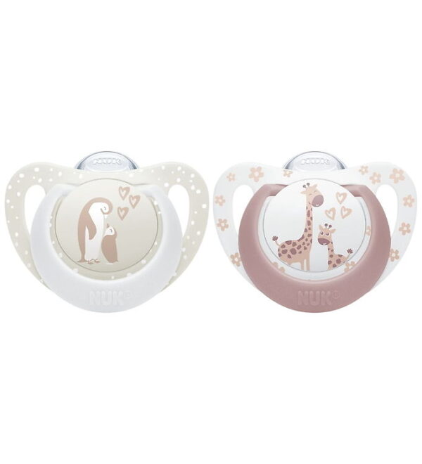 Nuk Sutter - 2-pak - First Choice - Penguin/Giraffe - Beige/Rose Nuk Sutter - 2-pak - First Choice - Penguin/Giraffe - Beige/Rose