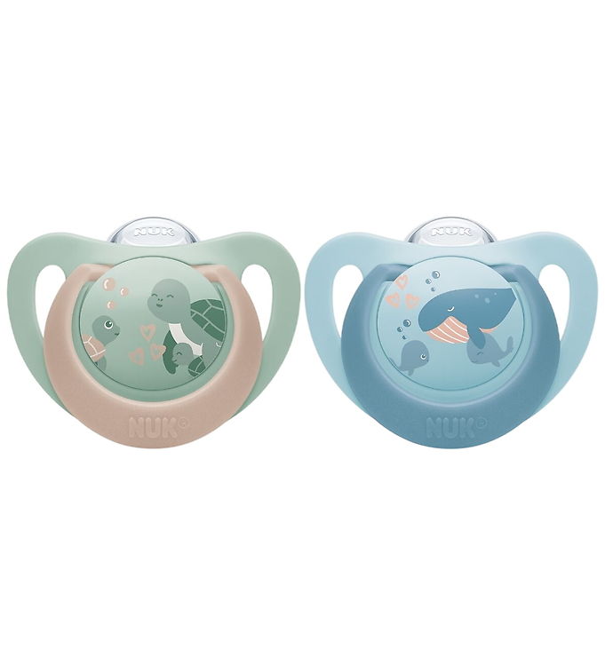 Nuk Sutter - 2-pak - First Choice - Turtle/Whale - Grøn/Blå Nuk Sutter - 2-pak - First Choice - Turtle/Whale - Grøn/Blå