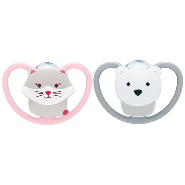 Nuk Sutter - 2-pak - Perfect Match Air - Cat/Polarbear - Pink/Gr
