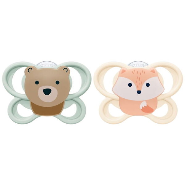 Nuk Sutter - 2-pak - Perfect Match Air - Fox/Bear - Grøn/Soft Or
