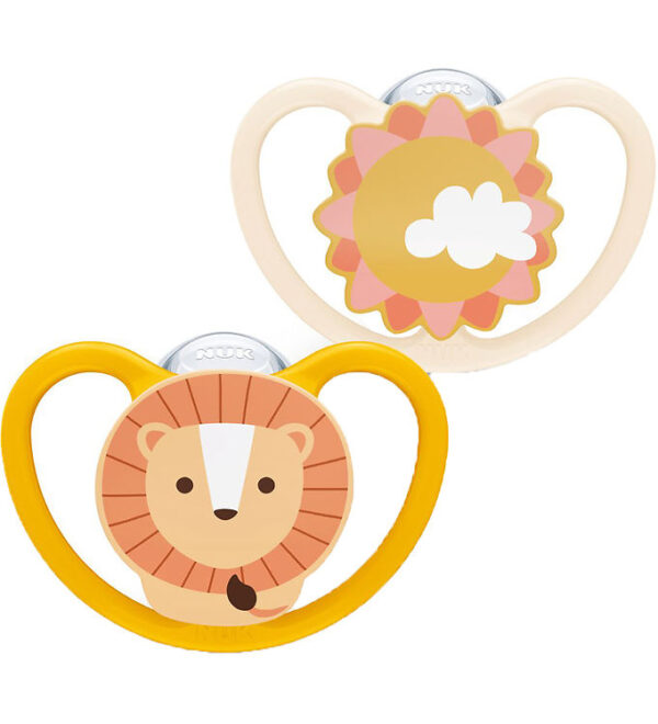 Nuk Sutter - 2-pak - Space - Gul/Beige Nuk Sutter - 2-pak - Space - Gul/Beige