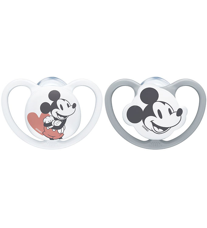 Nuk Sutter - Space - 2-pak - Mickey Mouse - Grå/Hvid Nuk Sutter - Space - 2-pak - Mickey Mouse - Grå/Hvid