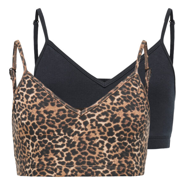 ONLY KIDS 2-Pak Vatteret BH Top Leo Black