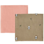 OYOY Stofbleer - 70x70cm - Panda - 2-pak - Khaki/Rose