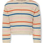 Only Mini Stina Life Stripe Knit - Tofu/Bleached Mauve - 92 cm