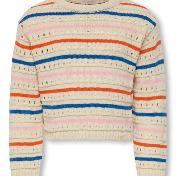 Only Mini Stina Life Stripe Knit - Tofu/Bleached Mauve - 92 cm