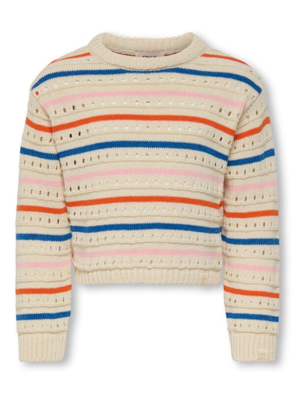 Only Mini Stina Life Stripe Knit - Tofu/Bleached Mauve - 92 cm