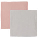 Ooh Noo Stofbleer - 2-pak - 65x65 cm - Stone Grey & Blush