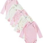 Petit Bateau Slå-om Bodyer l/æ - 5-pak - Hvid/Rosa