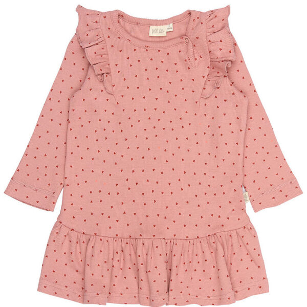 Petit Piao Kjole - Rib/Modal - PPSonja - Dusty Rose Heart