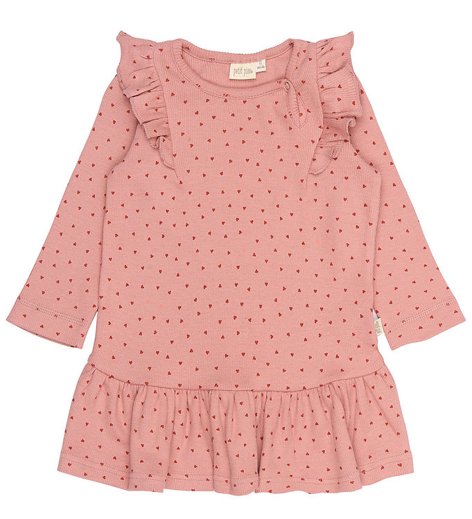Petit Piao Kjole - Rib/Modal - PPSonja - Dusty Rose Heart