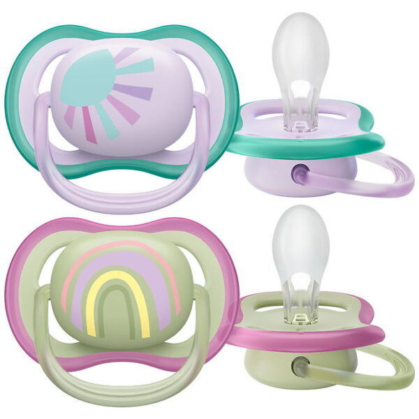 Philips Avent Sutter - 2-pak - Ultra Air - Grøn/Lilla m. Print