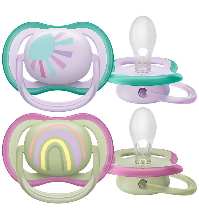 Philips Avent Sutter - 2-pak - Ultra Air - Grøn/Lilla m. Print