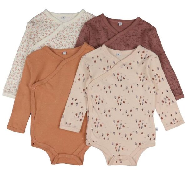 Pippi Baby Slå-om Bodyer l/æ - 4-pak - Burlwood Pippi Baby Slå-om Bodyer l/æ - 4-pak - Burlwood