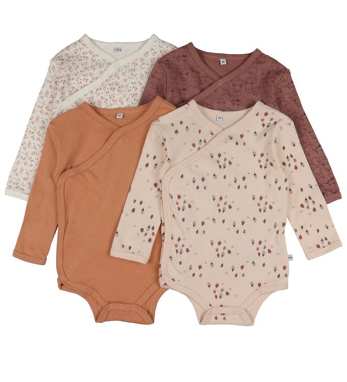 Pippi Baby Slå-om Bodyer l/æ - 4-pak - Burlwood Pippi Baby Slå-om Bodyer l/æ - 4-pak - Burlwood