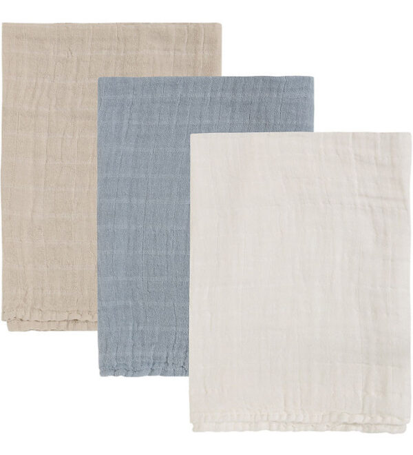 Pippi Stofbleer - Noos - 3-pak - Musselin - 65x65 cm - Blå