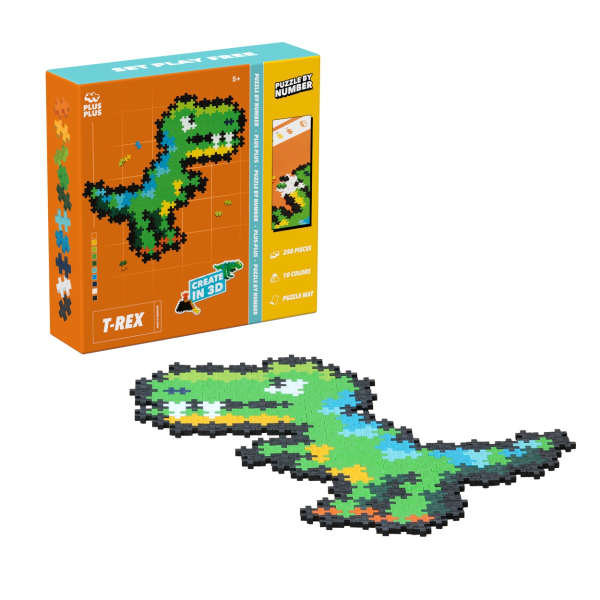 Plus-Plus - Puzzle By Number, T-rex 250 stk Plus-Plus - Puzzle By Number, T-rex 250 stk
