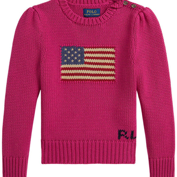 Polo Ralph Lauren Bluse - Strik - Preppy Pink m. Flag