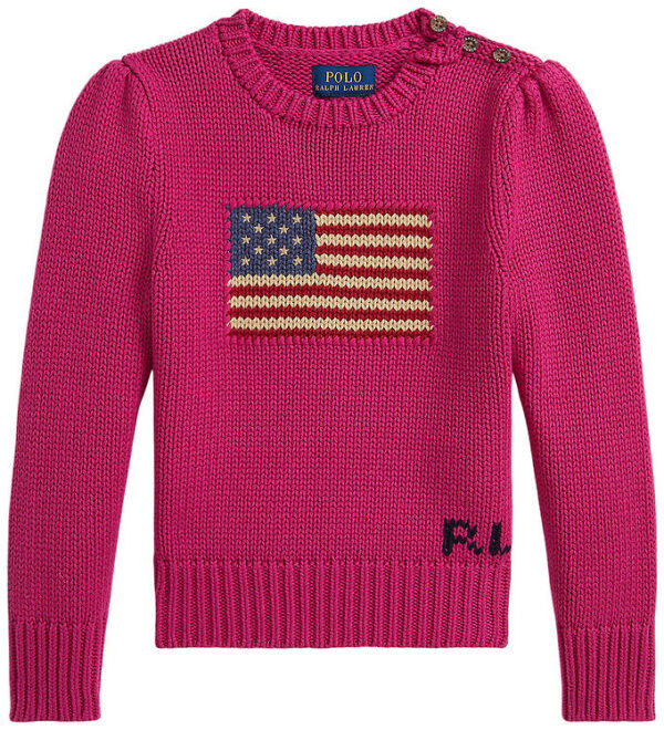 Polo Ralph Lauren Bluse - Strik - Preppy Pink m. Flag Polo Ralph Lauren Bluse - Strik - Preppy Pink m. Flag