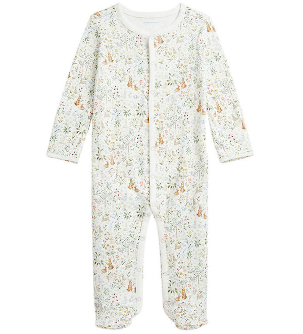 Polo Ralph Lauren Heldragt - Hvid m. Blomster/Harer Polo Ralph Lauren Heldragt - Hvid m. Blomster/Harer