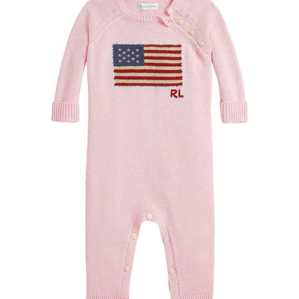 Polo Ralph Lauren Heldragt - Strik - Acacia Pink m. Flag