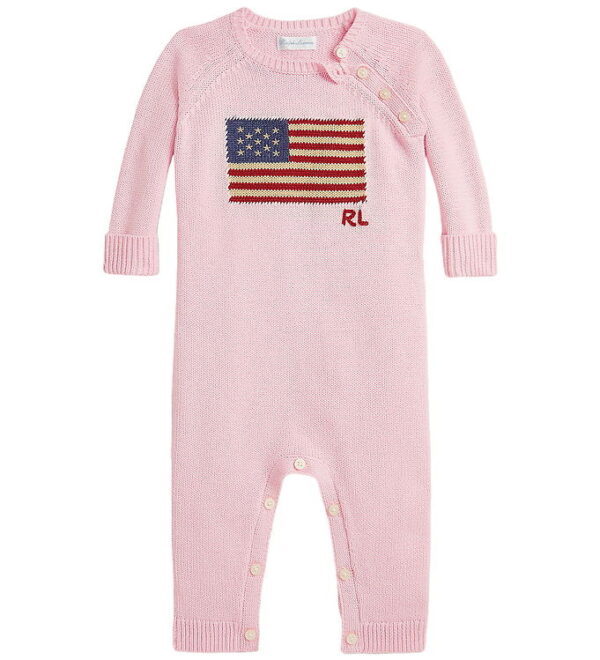 Polo Ralph Lauren Heldragt - Strik - Acacia Pink m. Flag